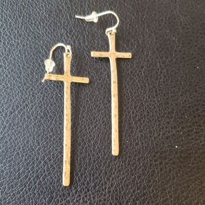 Elegant Gold Cross Earrings